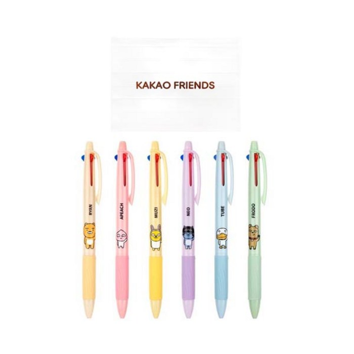 아이콘스 카카오프렌즈 3색 볼펜 0.7mm 6p 세트, 혼합 색상, 1세트 대표 이미지 - 멀티펜 추천