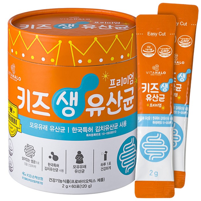비타할로 프로바이오틱스 키즈 생 유산균 프리미엄, 2g, 60포 대표 이미지 - 어린이 유산균 추천