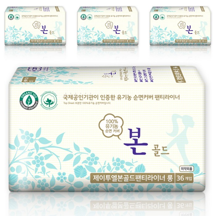 유기농본 골드 롱 팬티라이너, 36매입, 4팩 대표 이미지 - 팬티형 생리대 추천