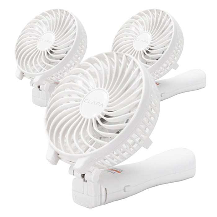 클래파 고속충전 보조배터리 겸용 핸디형 미니 선풍기 3개, BFB-HF2600W, 화이트 대표 이미지