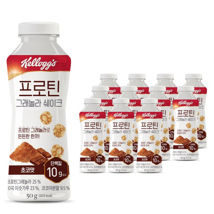 켈로그 프로틴그래놀라 쉐이크 초코맛, 50g, 12개 대표 이미지 - 초코맛 프로틴 추천