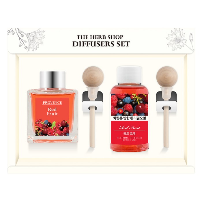 더허브샵 차량용 디퓨져 본품 50ml + 리필 50ml 선물세트, 레드프룻, 1세트 대표 이미지 - 더허브샵 차량용 디퓨저 추천