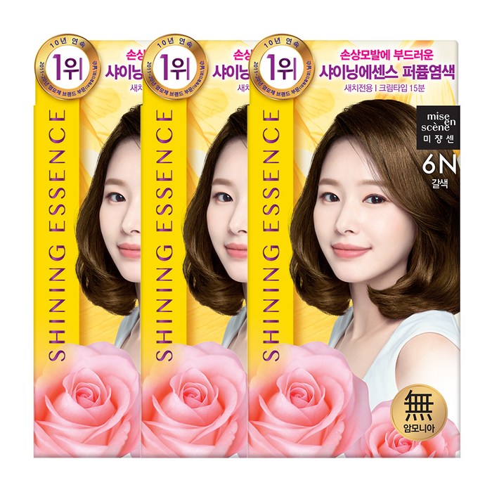 미쟝센 샤이닝 에센스 새치전용 염색제, 6N 갈색, 3개 대표 이미지 - 새치 염색 추천