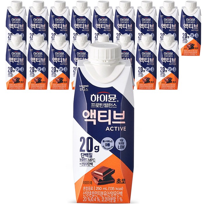 하이뮨 일동후디스 하이뮨 프로틴 밸런스 액티브 초코, 250ml, 18개 대표 이미지 - 공복에 좋은 음식 추천