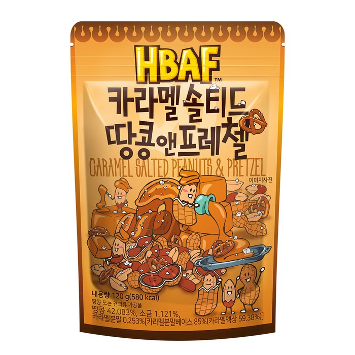 바프 카라멜 솔티드 땅콩 앤 프레첼, 1개, 120g 대표 이미지 - 바프 추천