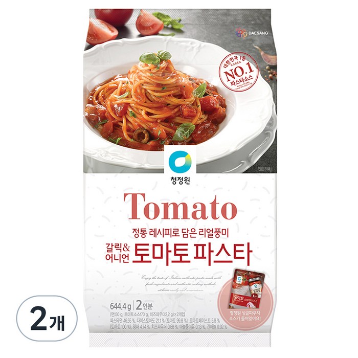 대상 청정원 갈릭 & 어니언 토마토 파스타, 644.4g, 2개 대표 이미지 - 토마토 파스타 추천