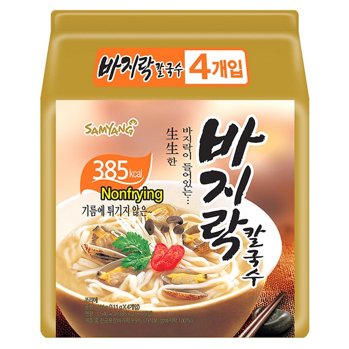 삼양 바지락칼국수, 111g, 4개 대표 이미지 - 칼국수 추천