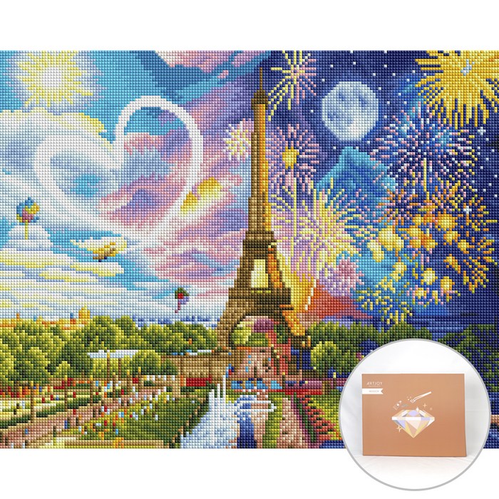 아트조이 DIY 보석 십자수 캔버스형 50 x 40 cm, 에펠탑 하트, 1세트 대표 이미지 - 에펠탑 추천