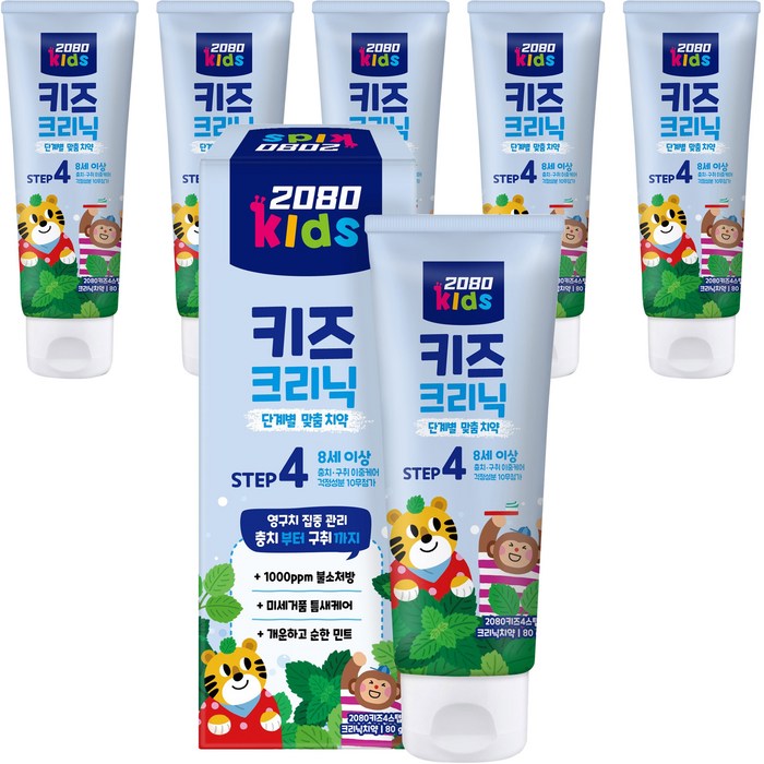 2080 키즈크리닉 4스텝 치약, 80g, 6개 2080 키즈크리닉 4스텝 치약, 80g, 6개