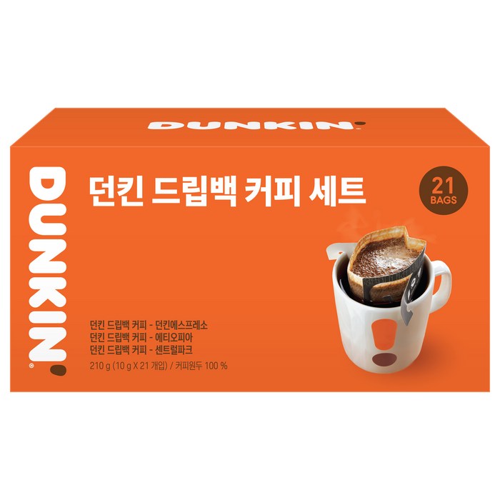 던킨도너츠 드립백 커피 3종 x 7p 세트, 1세트 대표 이미지 - 드립커피 추천