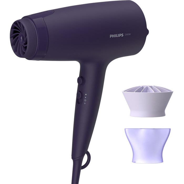 필립스 듀얼 에어케어 헤어드라이기 2100W, BHD340/19, 퍼플 대표 이미지 - 바람센 드라이기 추천