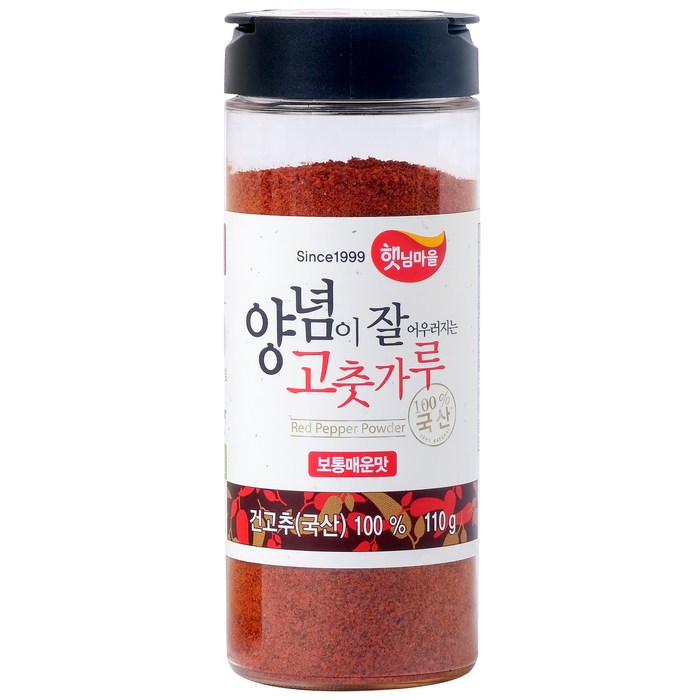 햇님마을 양념이 잘 어우러지는 국산 고춧가루 보통매운맛, 110g, 1개 대표 이미지 - 고추가루 추천