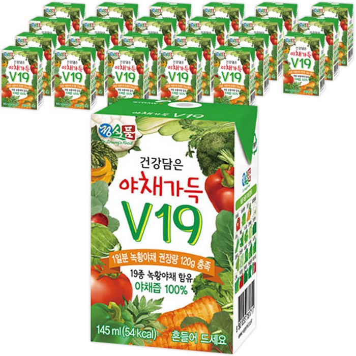 정식품 건강담은 야채가득 야채즙 V19, 145ml, 24팩 대표 이미지 - 하루야채 추천