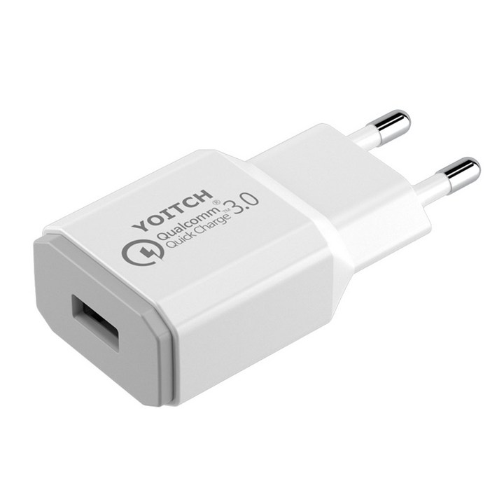 요이치 3.0 USB 고속 아답터 충전기 XM-QC3.0, 화이트, 1개 대표 이미지 - 3 in 1 고속충전 케이블 추천