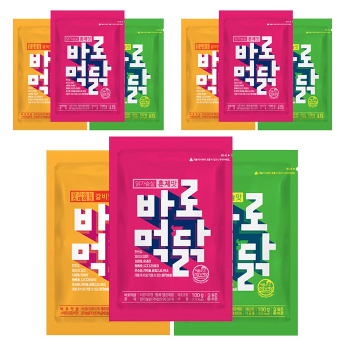 이훈의건강한세상 바로먹닭 닭가슴살 3종 세트, 훈제맛 3개 + 마늘맛 3개 + 갈비맛 3개, 1세트 대표 이미지 - 닭가슴살 도시락 추천