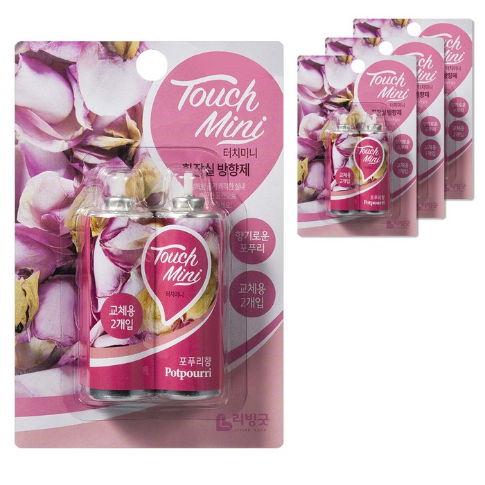 리빙굿 터치미니 화장실 방향제 리필 향기로운 포푸리, 13ml, 4개입 대표 이미지 - 화장실 방향제 추천