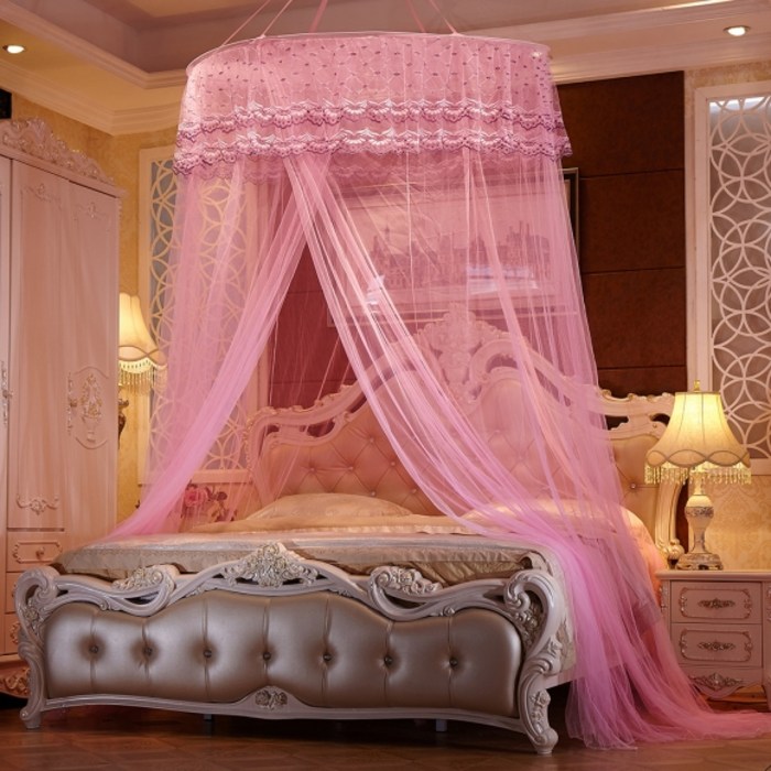 트리 하늘하늘 침대 캐노피 모기장, 핑크