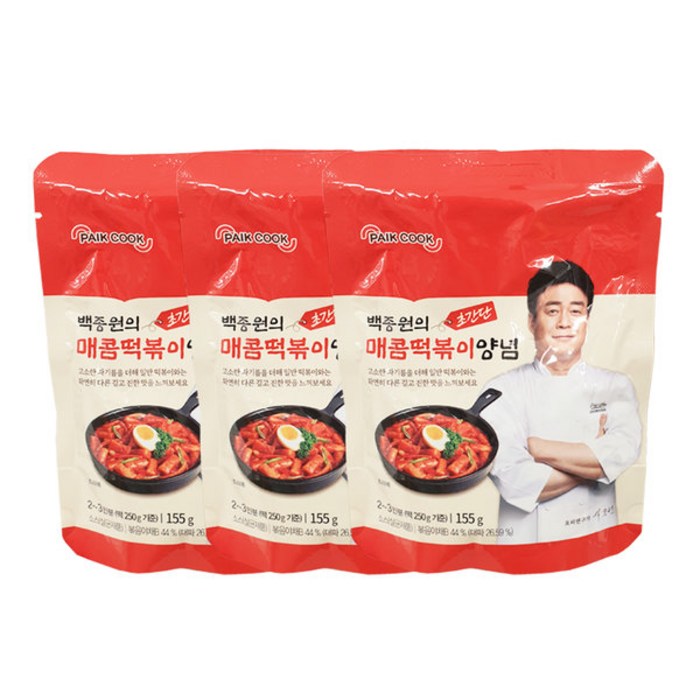 백쿡 백종원의 매콤떡볶이 양념, 155g, 3개 대표 이미지 - 궁중떡볶이 추천