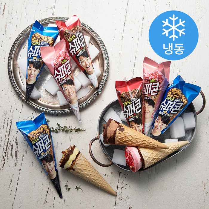 빙그레 국가대표 아이스크림세트 슈퍼콘바닐라 150ml + 슈퍼콘딸기 150ml + 슈퍼콘초코 150ml (냉동), 4세트