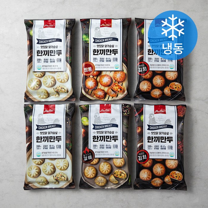 맛있닭 닭가슴살 한끼 만두 200g + 매콤한 김치 200g x 2팩 + 풍미가득 짬뽕 200g + 불맛가득 갈비 200g 세트, 1세트 대표 이미지 - 갈비만두 냉동 추천