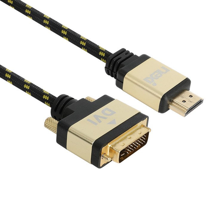 넥시 HDMI 2.0 TO DVI 메탈 케이블 Fine Gold NX996, 1개, 3m 대표 이미지 - HDMI to DVI 케이블 추천