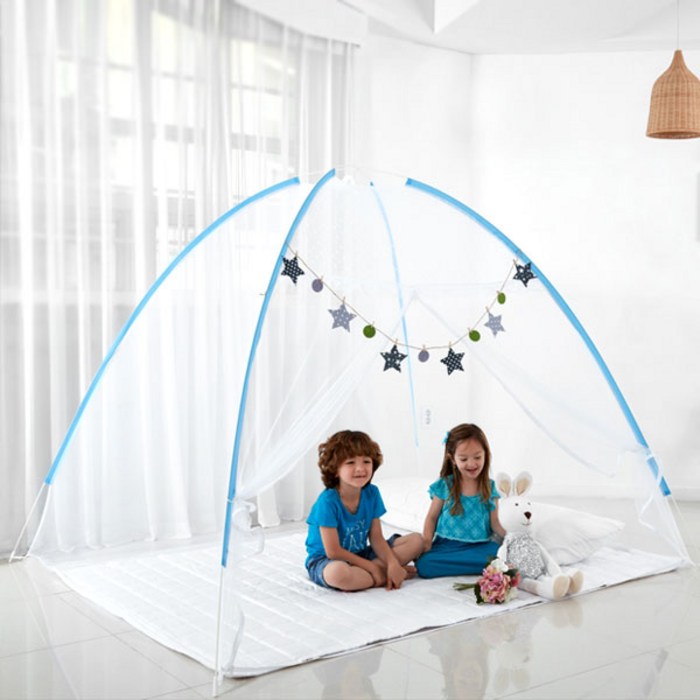 아웃팅 원터치 바닥형 모기장 텐트 3-4인용 + 보관가방, 혼합색상