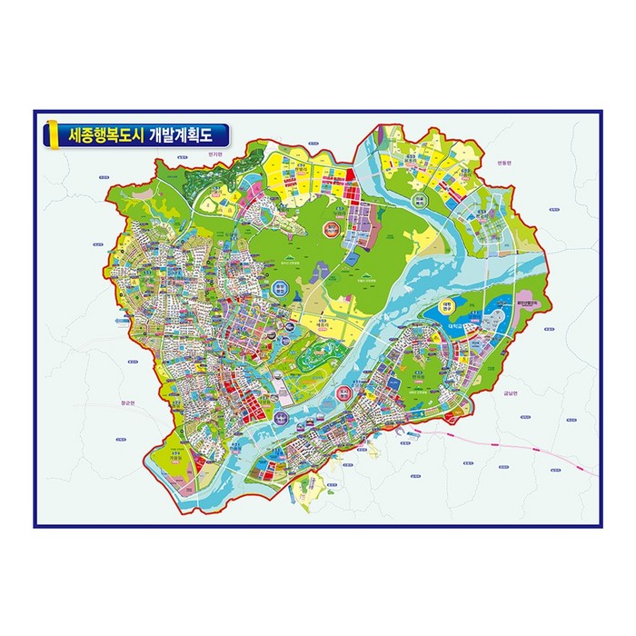 지도닷컴 세종행복도시 개발계획도 110 x 78 cm + 전국행정도로지도, 1세트 대표 이미지 - 부동산 지도 추천
