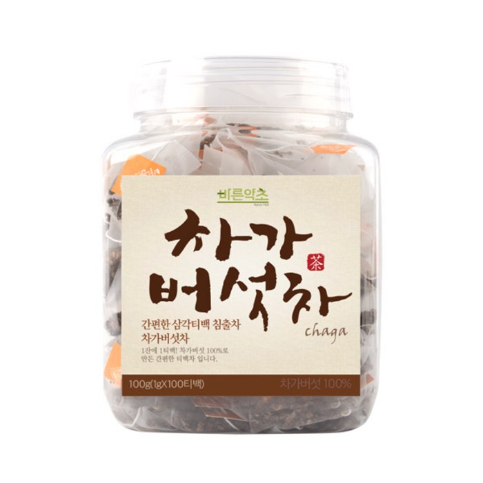 바른약초 차가버섯차 삼각티백, 1g, 100개 대표 이미지 - 차가버섯 추천