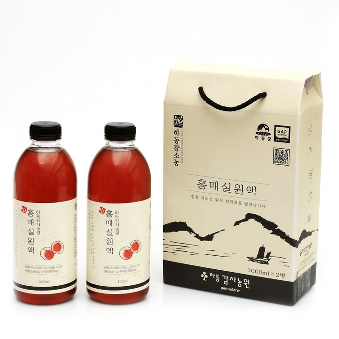 하동감사농원 홍매실원액, 1000ml, 2개 대표 이미지 - 매실 원액 추천