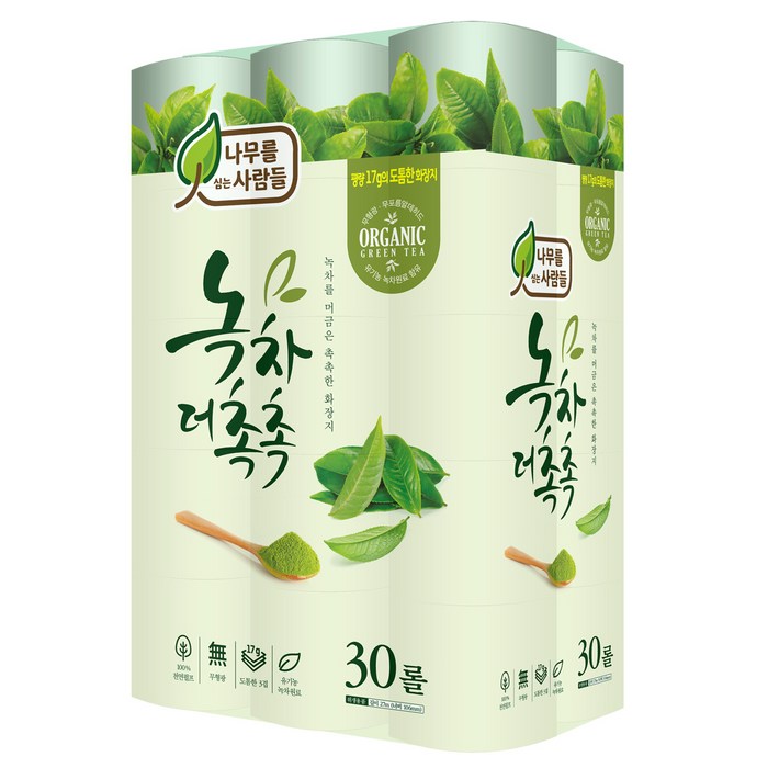 나무를심는사람들 녹차 더촉촉 3겹 화장지 27m, 30롤, 1팩 대표 이미지 - 녹차 휴지 추천