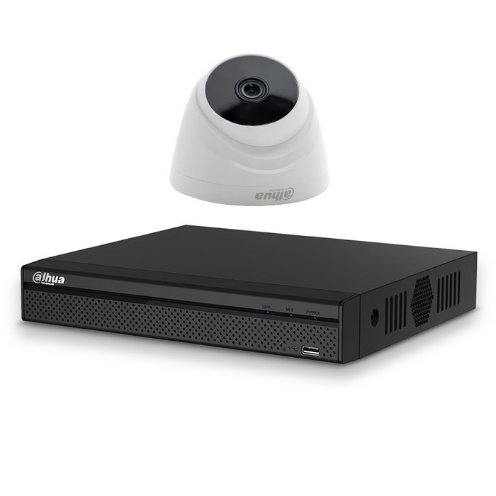 다후아 방범용 CCTV 실외 감시 돔카메라 설치세트 HDD 1TB, 녹화기(DH-XVR5104HS-X1), 실내 아이볼 카메라(DH-HAC-T1A21N)
