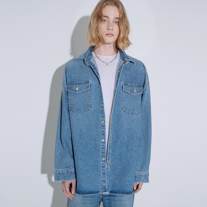 브이투 남성용 OVERFIT WASHING DENIM TRUCKER JACKET 대표 이미지 - 트러커 자켓 추천