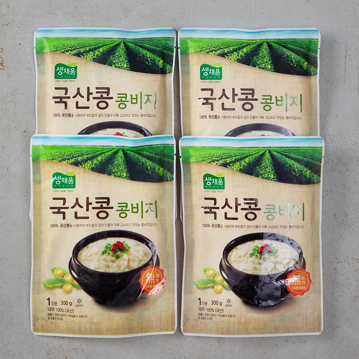 생채움 국산콩 콩비지, 300g, 4개 대표 이미지 - 두부 추천