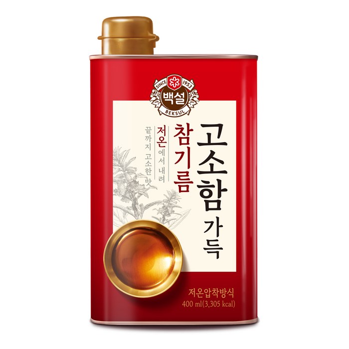백설 고소함 가득 참기름 캔, 1개, 400ml 대표 이미지 - 참기름 추천