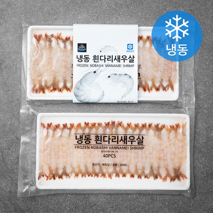 엠수산 손질 흰다리새우살 40미 2팩 (냉동), 600g, 1개 대표 이미지 - 냉동 새우튀김 추천