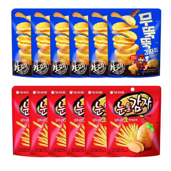 오리온 무뚝뚝감자칩 60g x 6p + 눈을감자 56g x 6p, 1세트 대표 이미지 - 회사 간식 추천