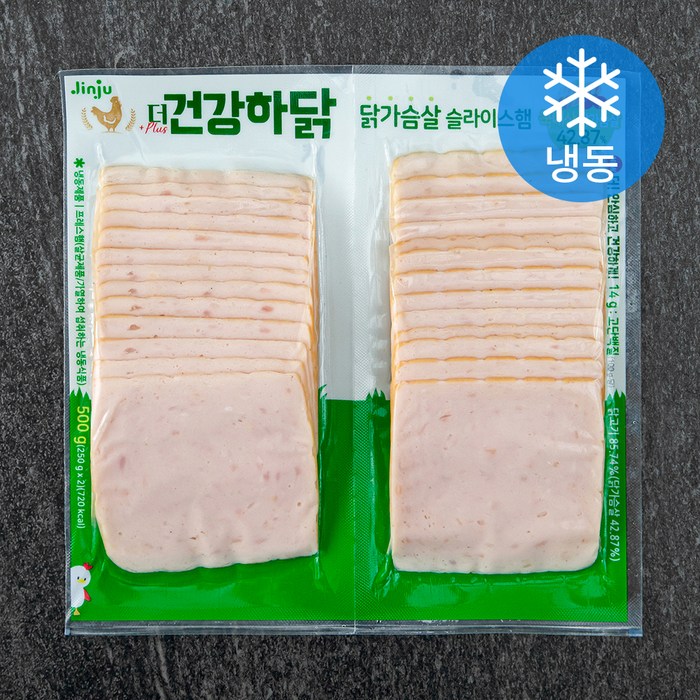 진주햄 더 건강하닭 닭가슴살 슬라이스햄 (냉동), 500g, 1개 대표 이미지 - 햄 추천