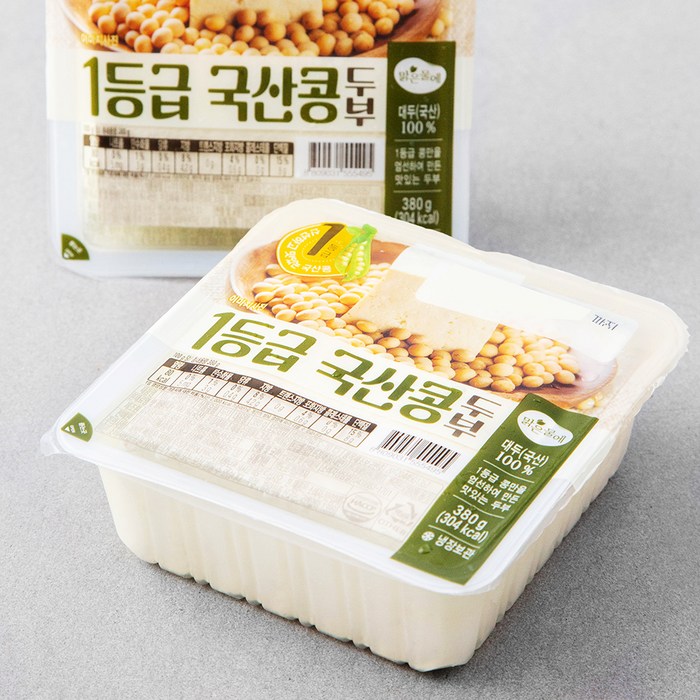 맑은물에 1등급 국산콩 두부, 380g, 2개 대표 이미지 - 두부 추천