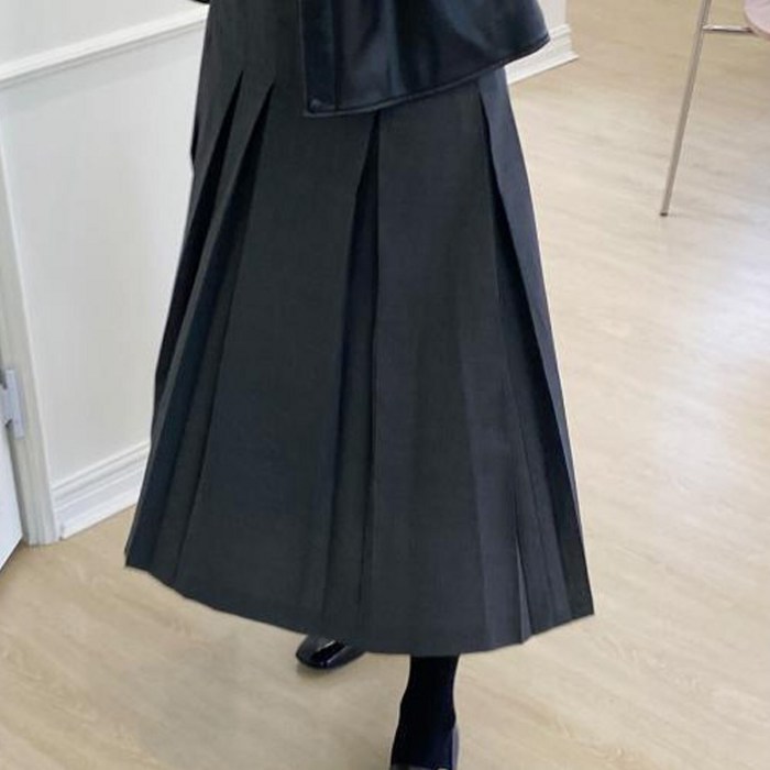 앳코너 UNBALANCE PLEATED LONG SLIT SKIRT 대표 이미지 - 언발 스커트 추천