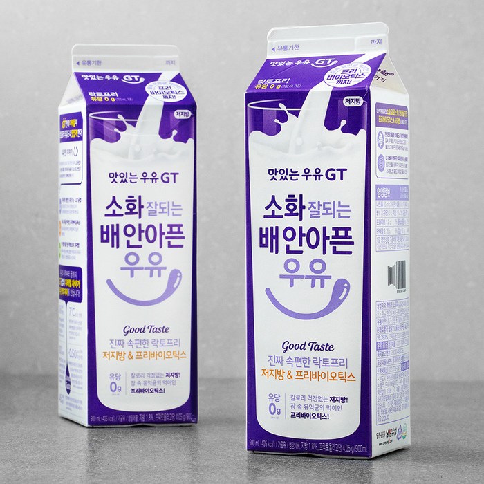 맛있는우유GT 소화 잘되는 배 안아픈 우유, 900ml, 2개 대표 이미지 - 락토프리 우유 추천