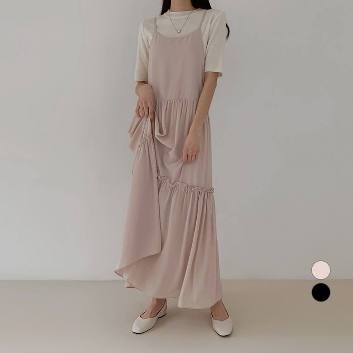 바블링브룩 여성용 프릴 캉캉 뷔스티에 롱 원피스 대표 이미지 - 바블링브룩 봄옷 추천