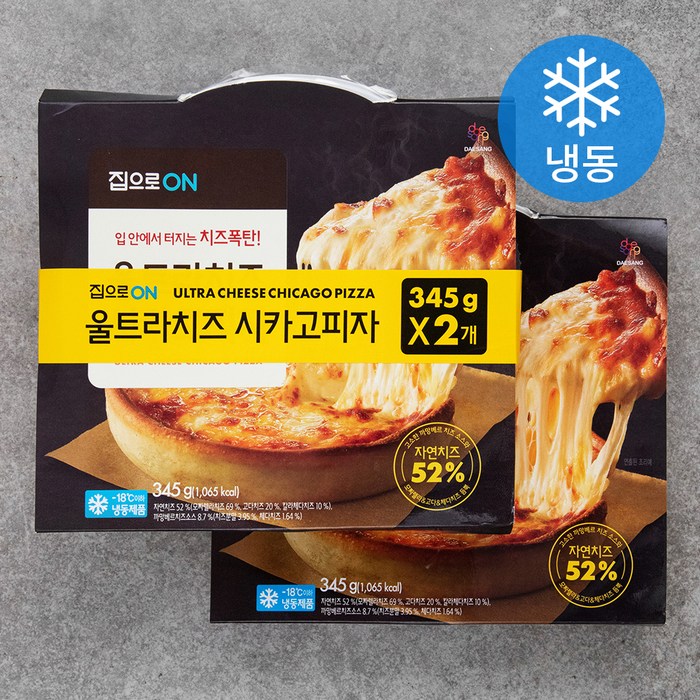 대상 집으로ON 울트라치즈 시카고피자 (냉동), 345g, 2개 대표 이미지 - 또띠아 챌린지 추천