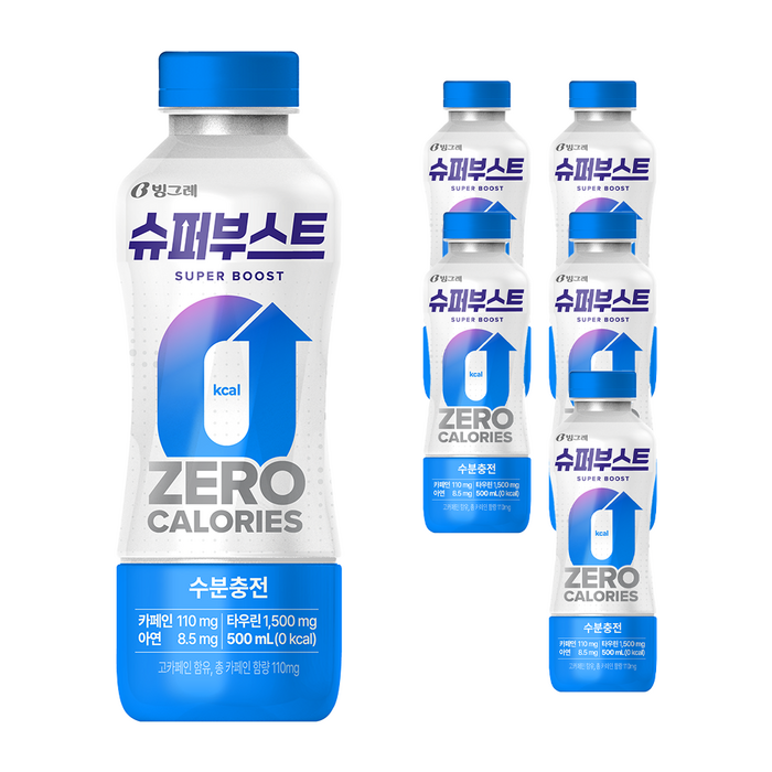 빙그레 슈퍼부스트 수분충전 에너지음료, 6개, 500ml 대표 이미지 - 타우린 음료 추천