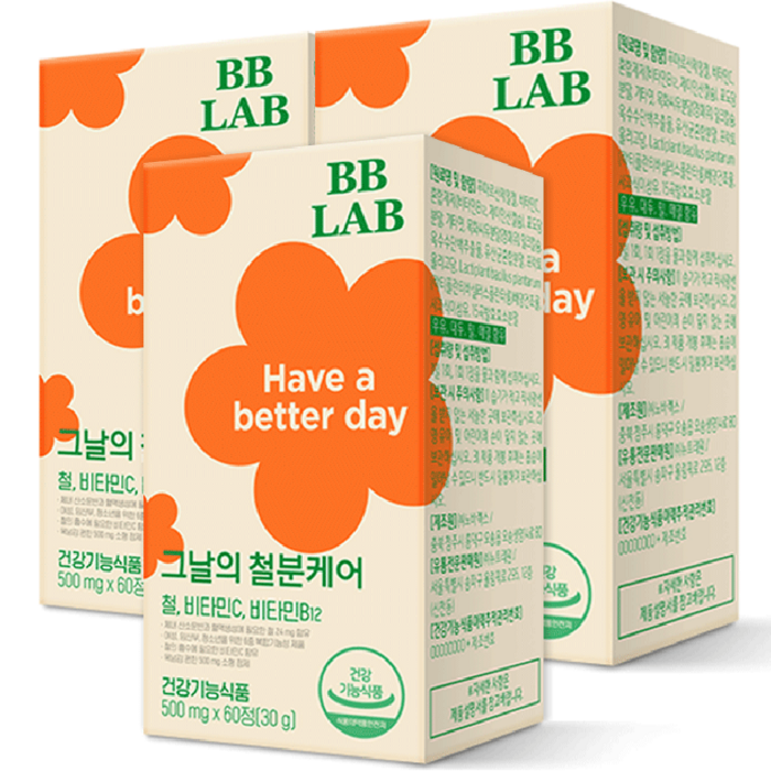 비비랩 그날의 철분 케어 비타민C 비타민B, 60정, 3개 대표 이미지 - 빈혈 추천