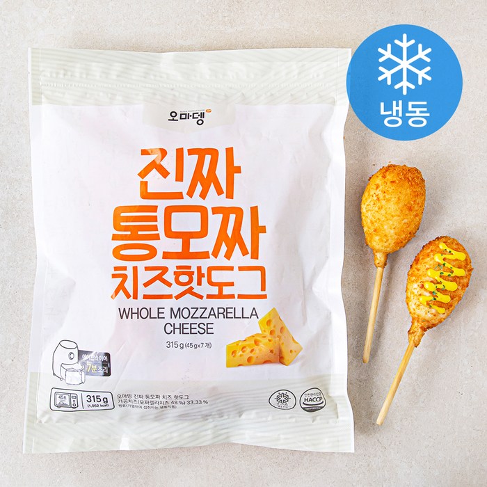 오마뎅 진짜 통모짜 치즈핫도그 7개입 (냉동), 315g, 1개 대표 이미지 - 모짜렐라 핫도그 추천