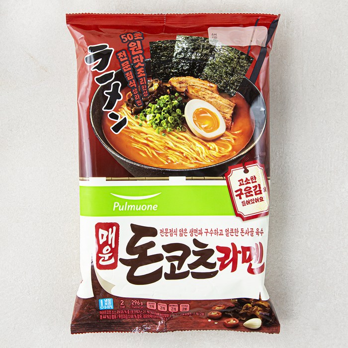 풀무원 매운돈코츠라멘 2인분, 296g, 1개 대표 이미지 - 라멘 맛집 추천