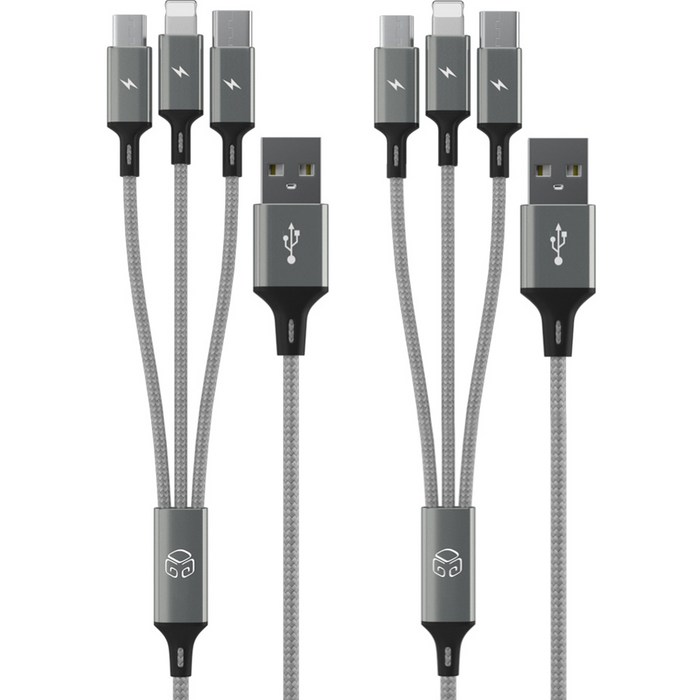 디지지 3in1 스카이메타 휴대폰 고속 충전 멀티 케이블, 170cm, 메탈실버, 2개 대표 이미지 - 3in1 충전기 추천