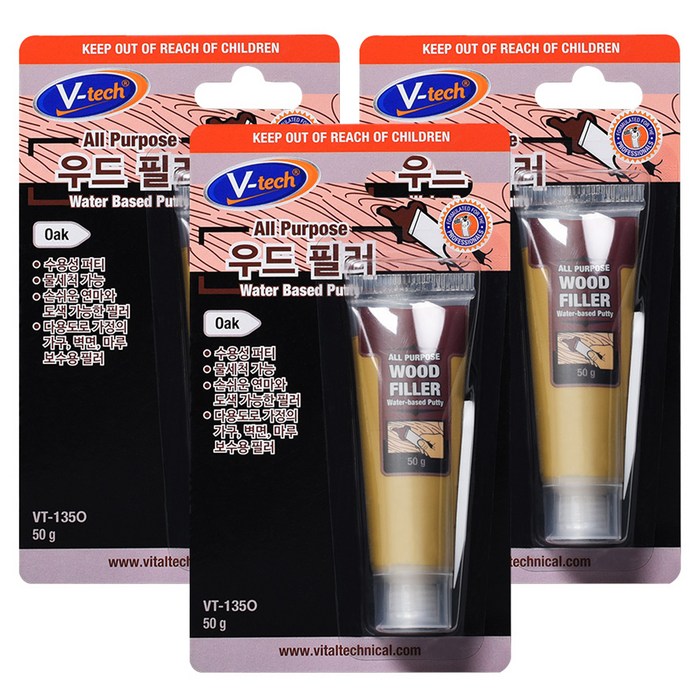 Vtech 우드 필러 오크 50g VT-135O, 3개 대표 이미지 - 오크스틱 추천