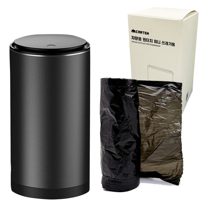 카템 차량용 원터치 미니 쓰레기통 CT273  전용 봉투 세트, 메탈블랙, 1세트