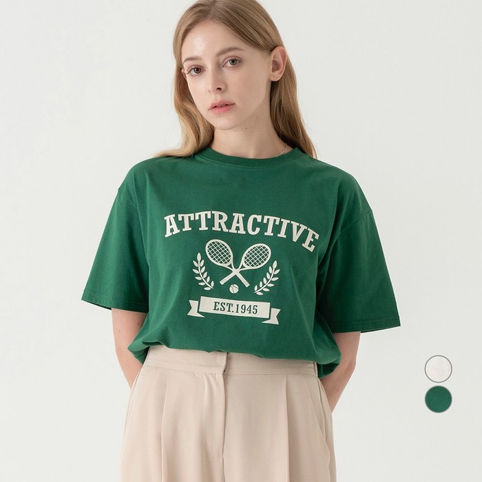 ELLE PARIS 레귤러핏 그래픽 반팔 티셔츠 Tennis 대표 이미지 - 엘르파리스 추천
